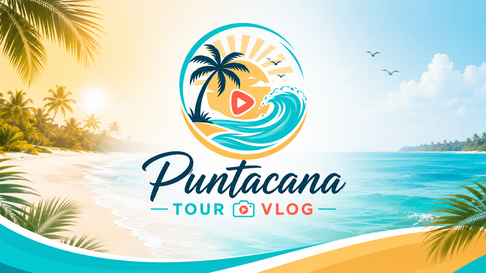 Punta Cana beach with turquoise water and palm trees