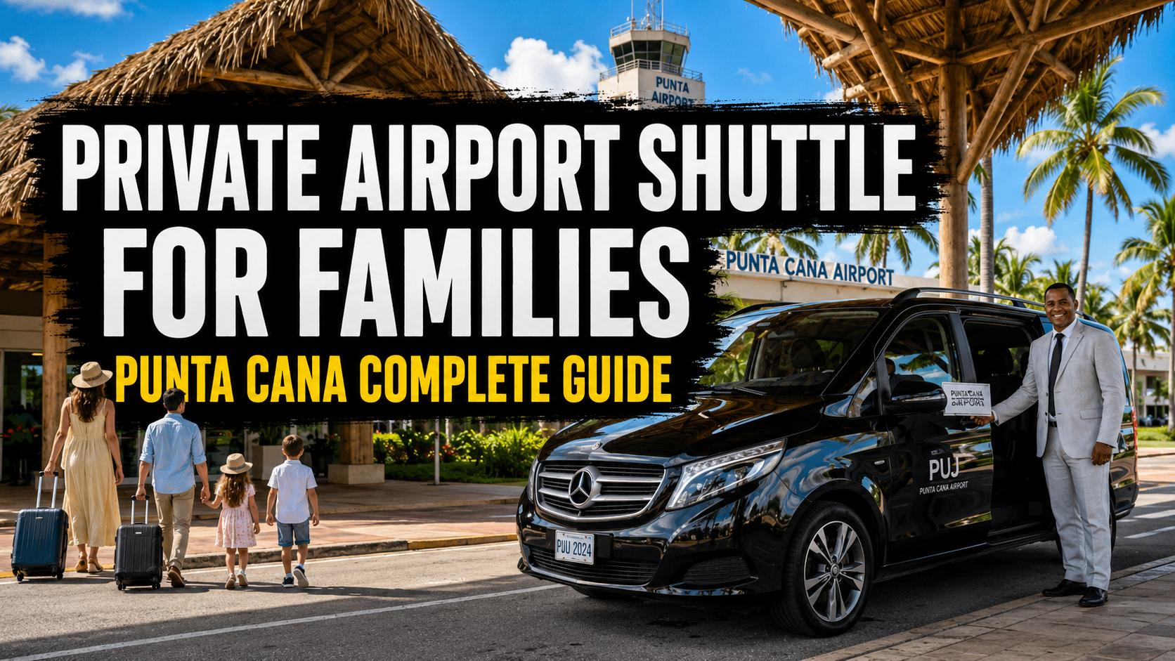 Punta Cana private airport shuttle for families arriving with luggage