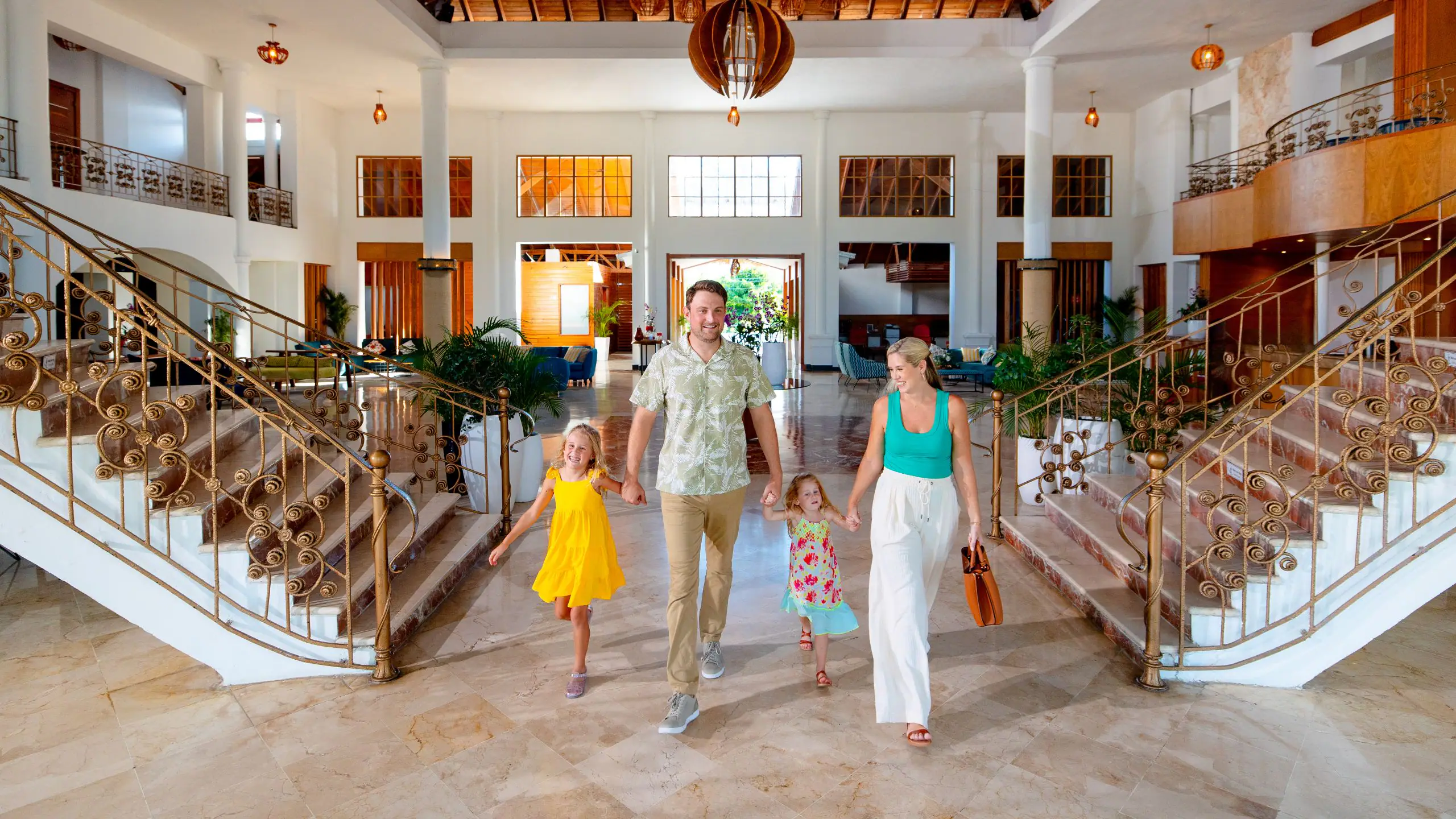 Family arriving at Punta Cana resort with private airport shuttle